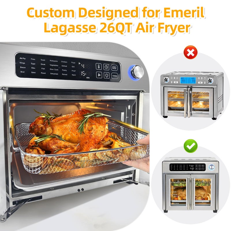 AODPWEN Air Fryer Accessories for Emeril Lagasse 26 Qt Extra Large  Emeril Lagasse Air Fryer Basket and Pans for Oven with 100Pcs Disposable Parchment Paper  4Pcs Reusable Teflon Mat - Image 2